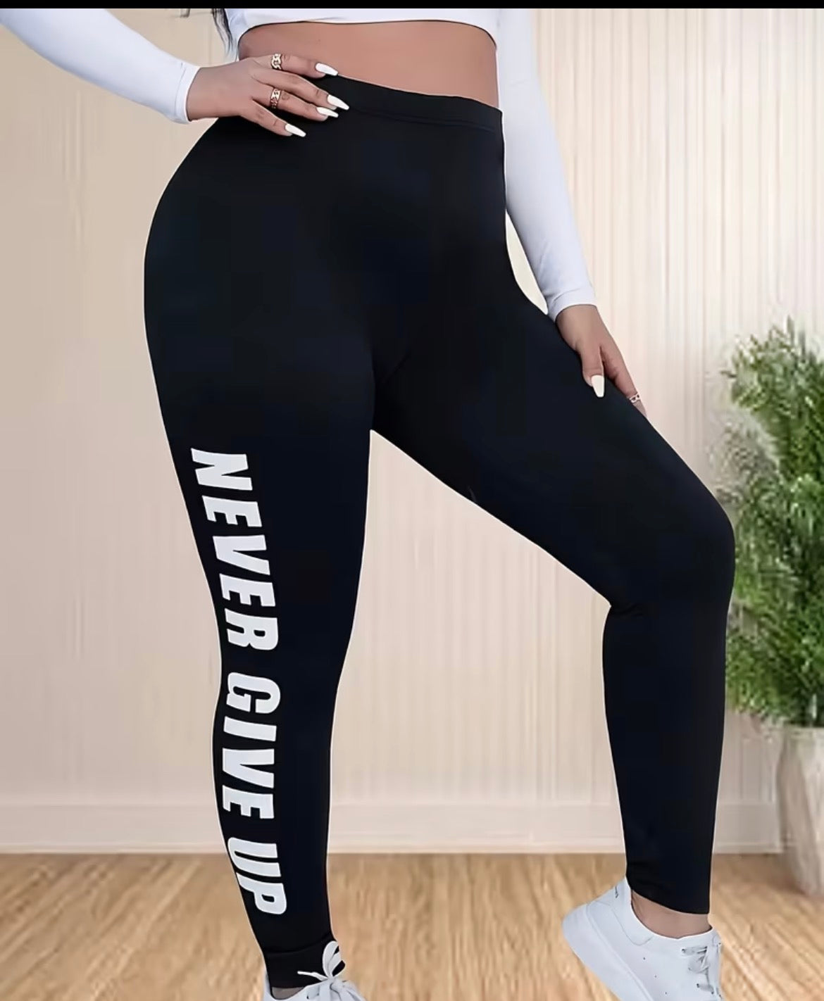 Plus size Never Give Up Leggings