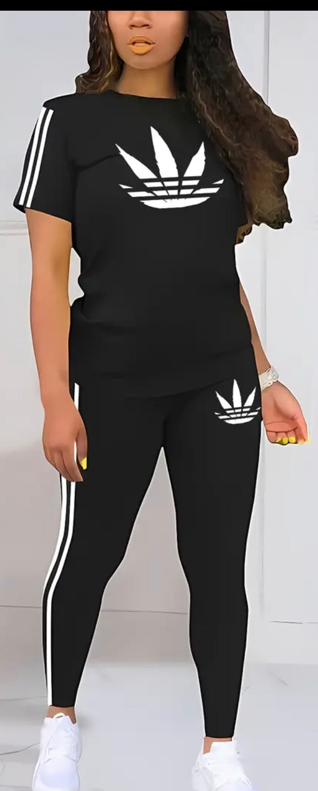 2PC Women Leggings & T-shirt Set