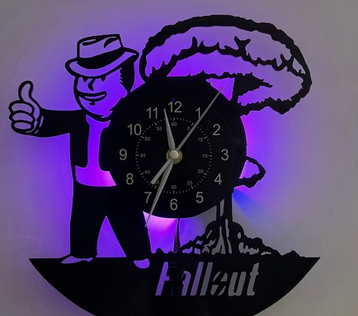 Fallout inspired silent vinyl record clock