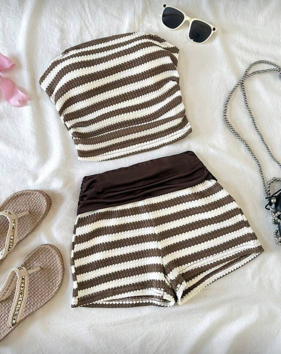 Girls Casual Striped Tank Top & Shorts Set