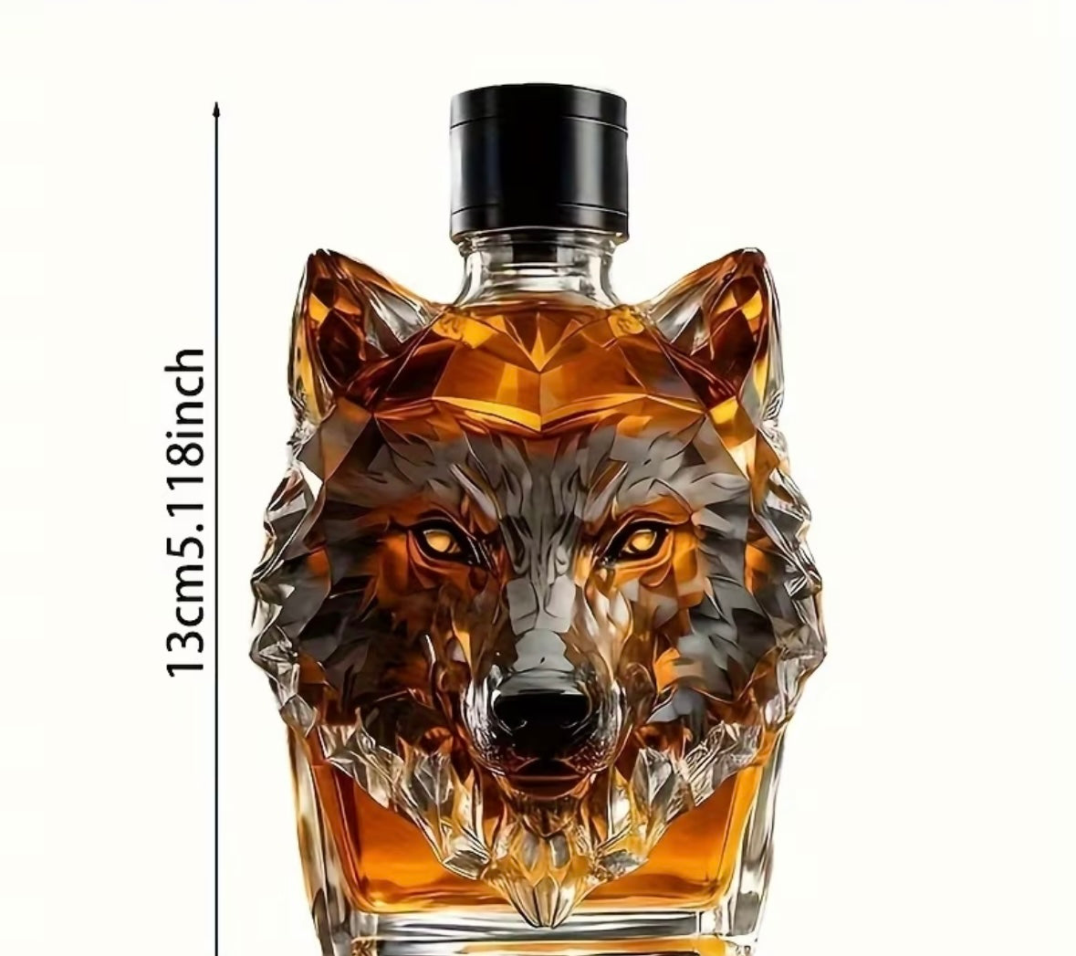 350ml whiskey decanter featuring a distinctive wolf head