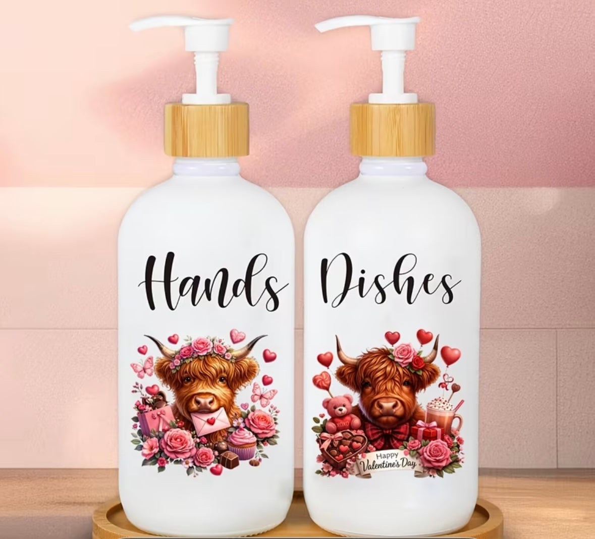 2pc Highland Cow Soap Dispenser with Tray