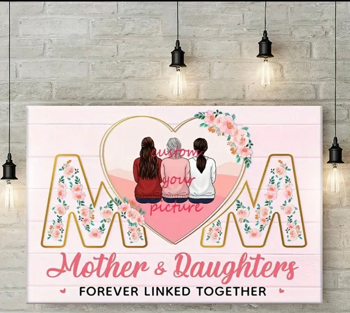 Personalised Mother & Daughter wooden Canvas