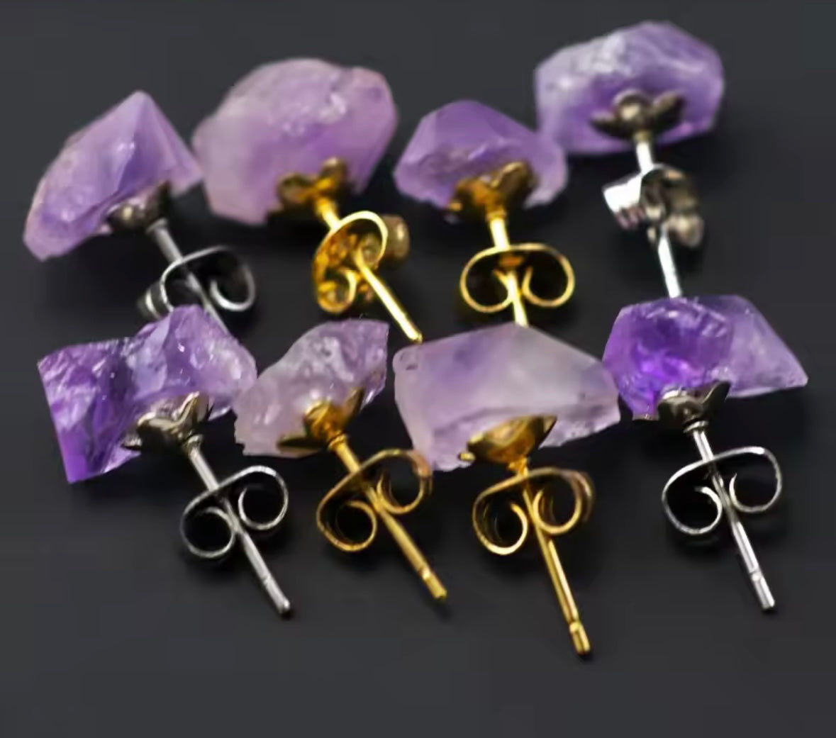 Natural Stone Amethyst Earrings