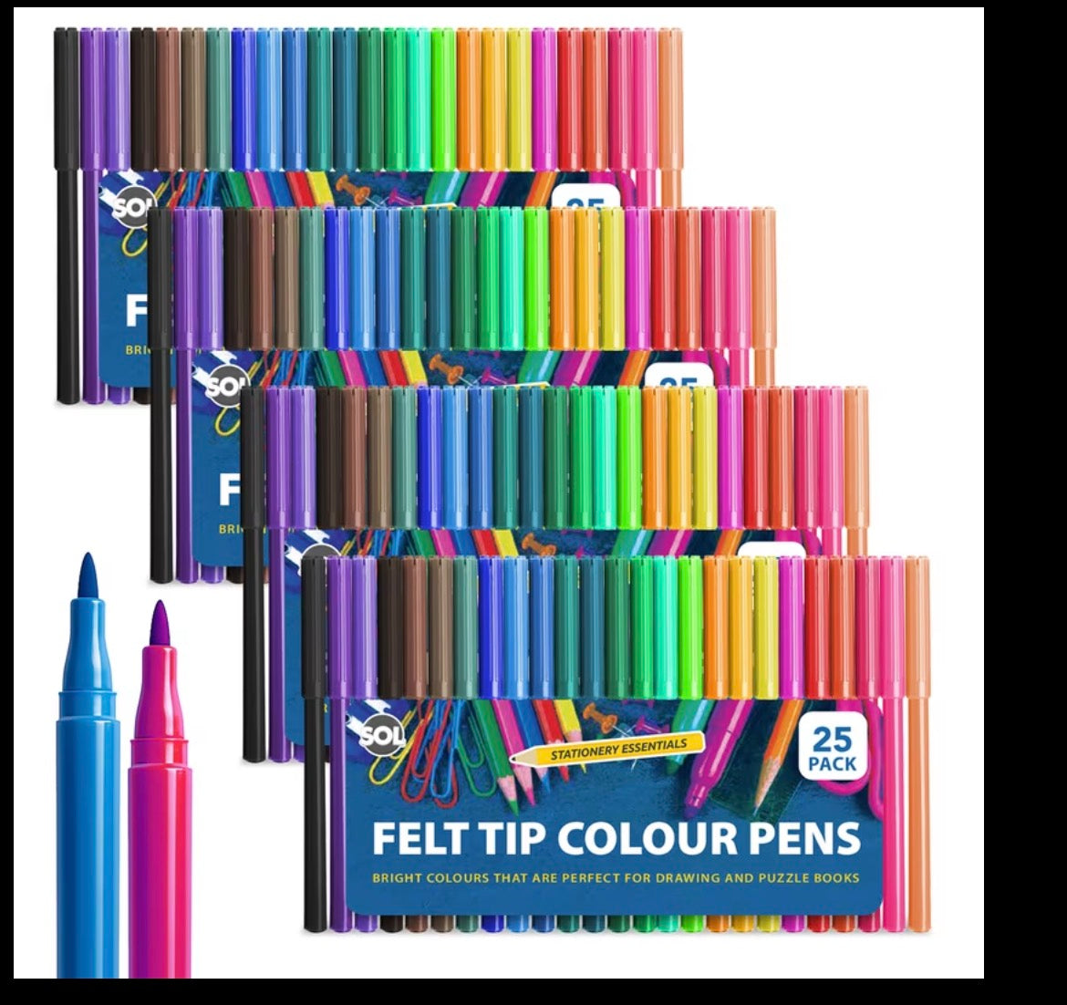 100 Pack Felt Tips