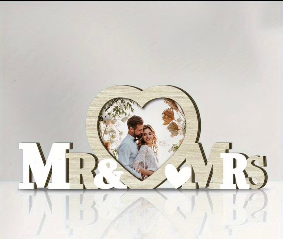 Mr & Mrs Wooden Photo Frame