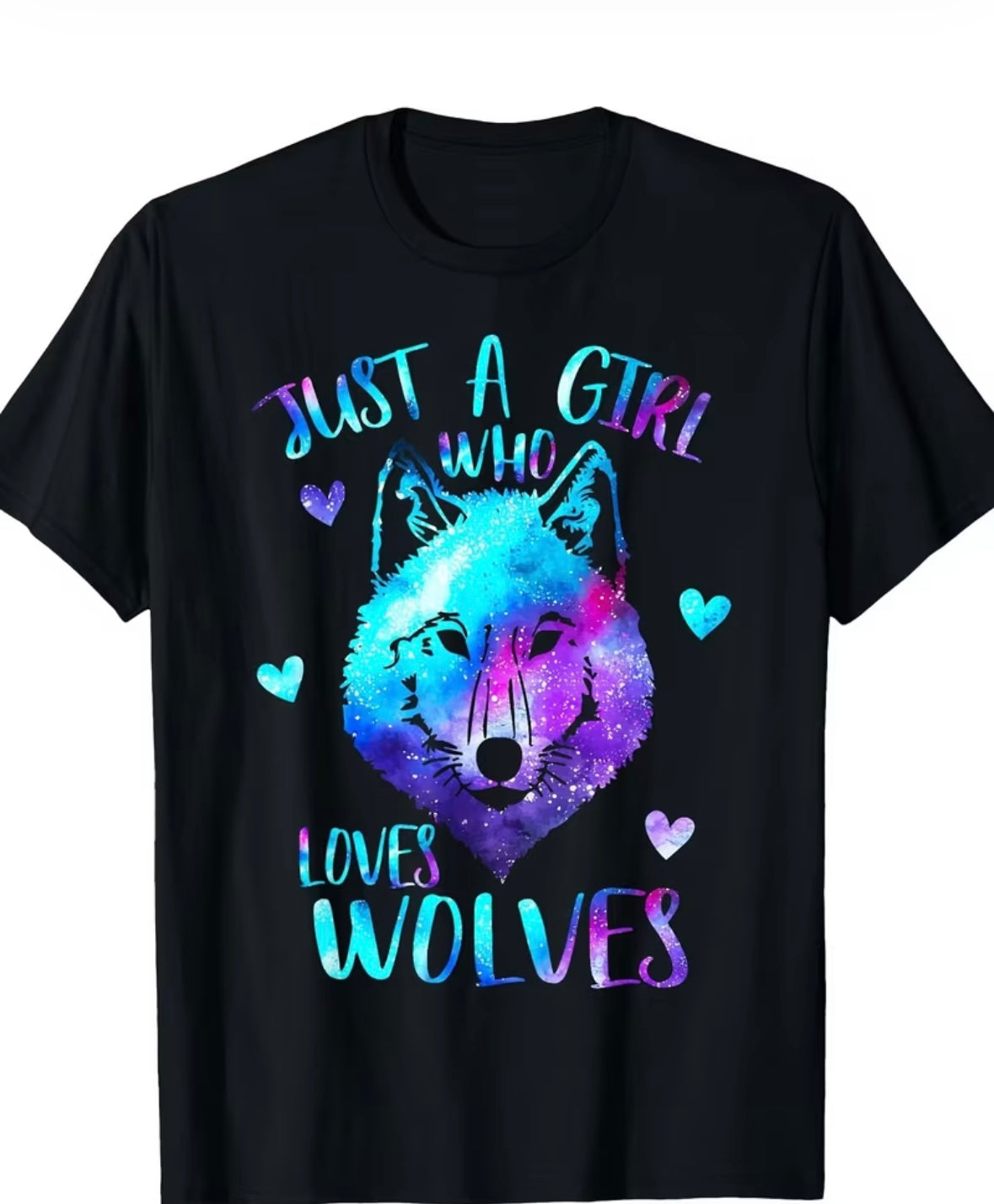 Galaxy wolf lover tshirt women