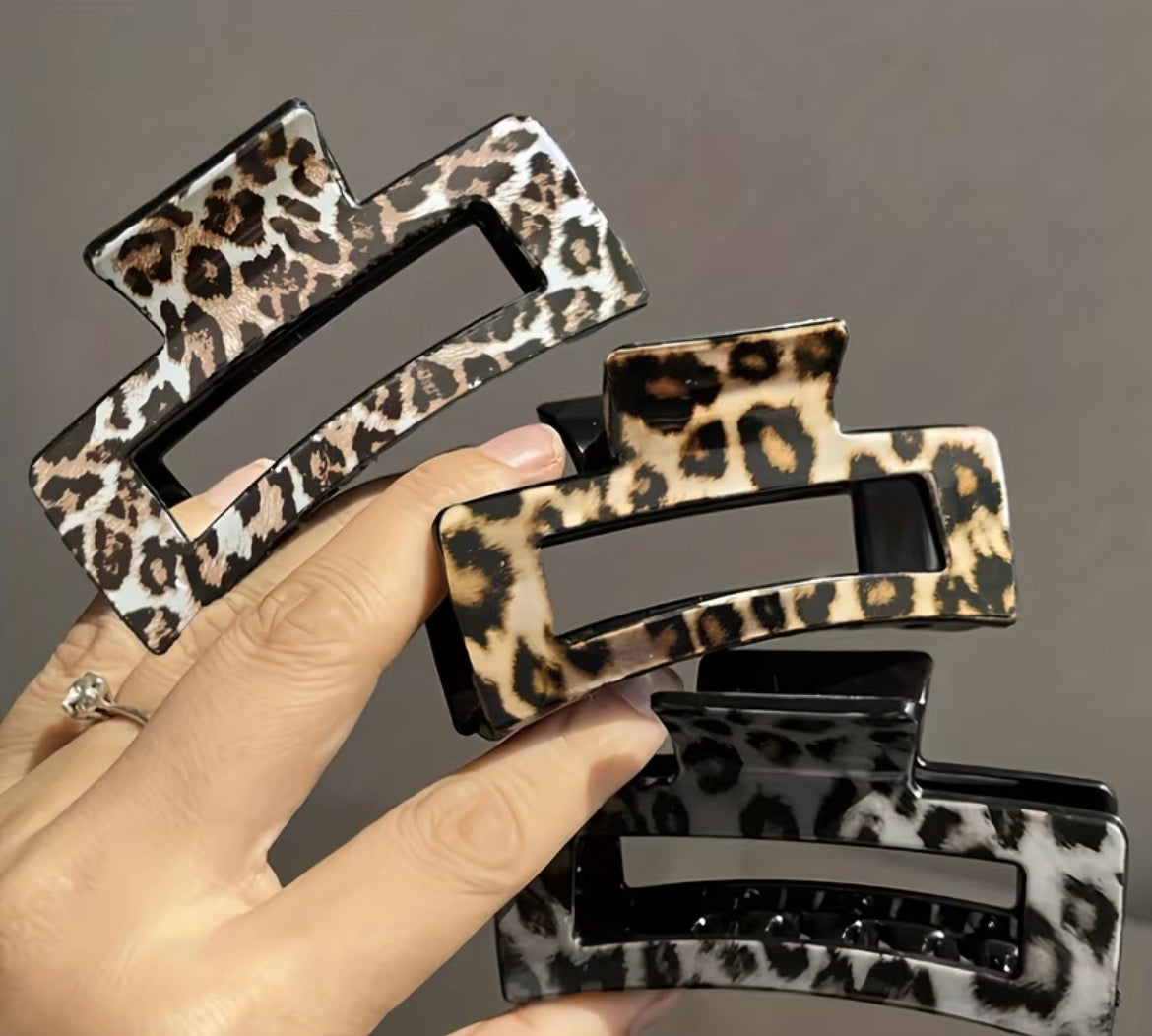 3PC Lepord Print Hair Clip