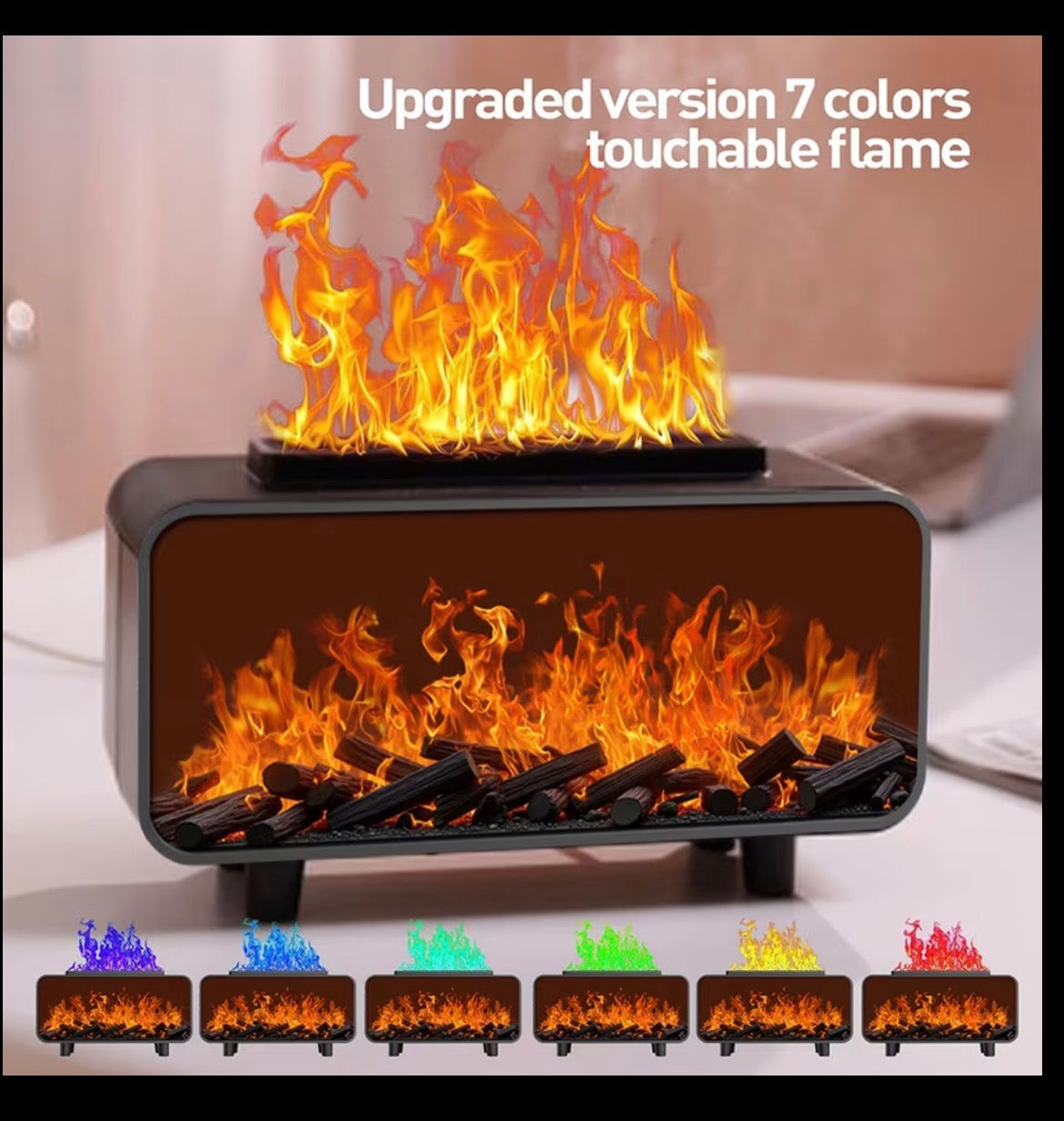 3D Fireplace Aromatherapy Diffuser, 7 Colours Mist Humidifier