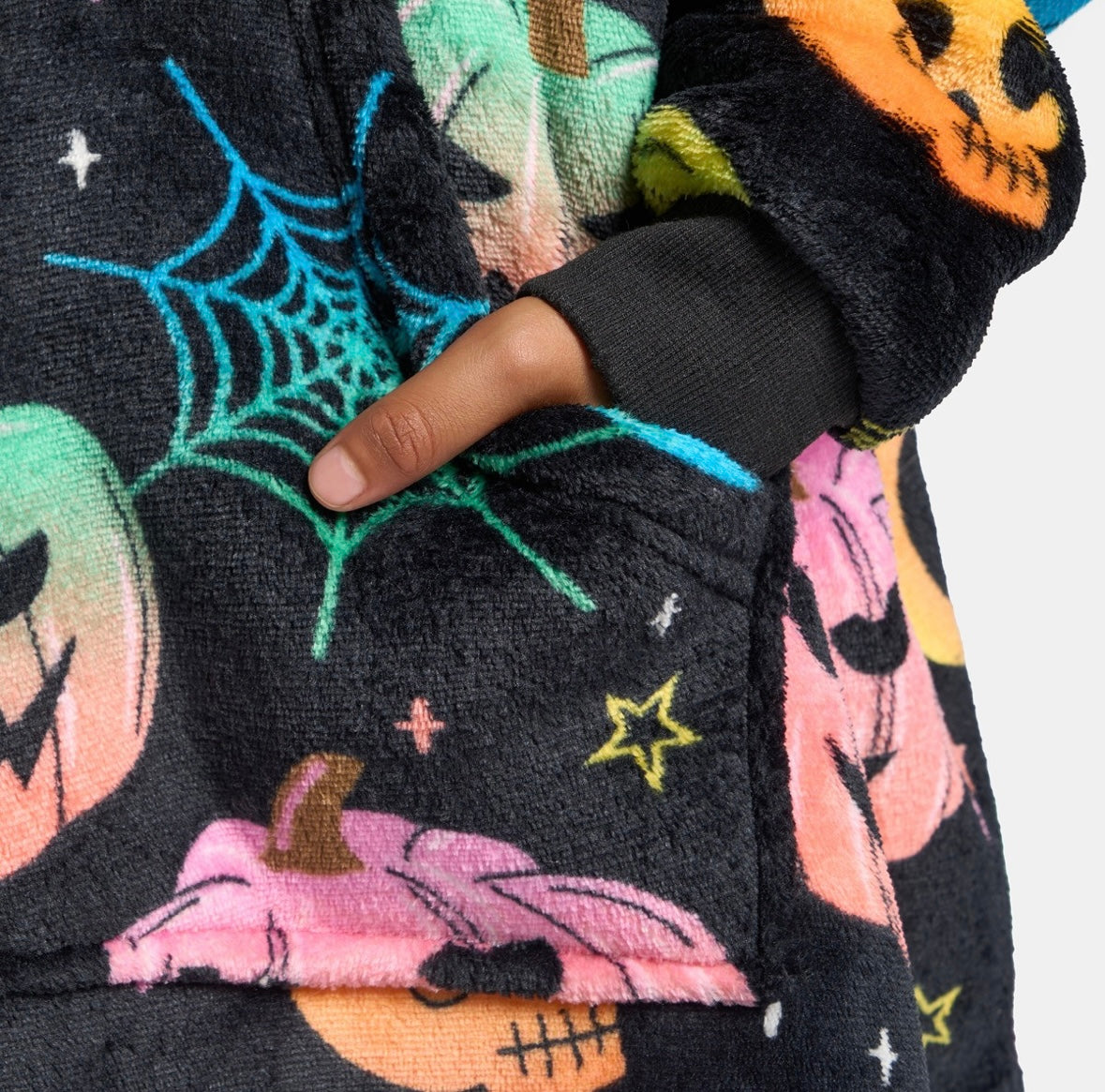 Kids Neon Halloween 🎃 Print Hoodie Blanket