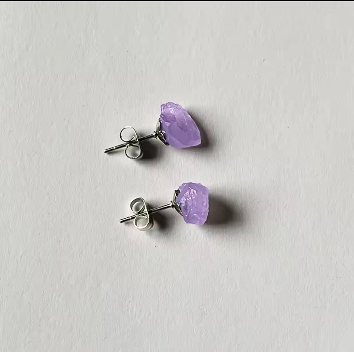 Natural Stone Amethyst Earrings