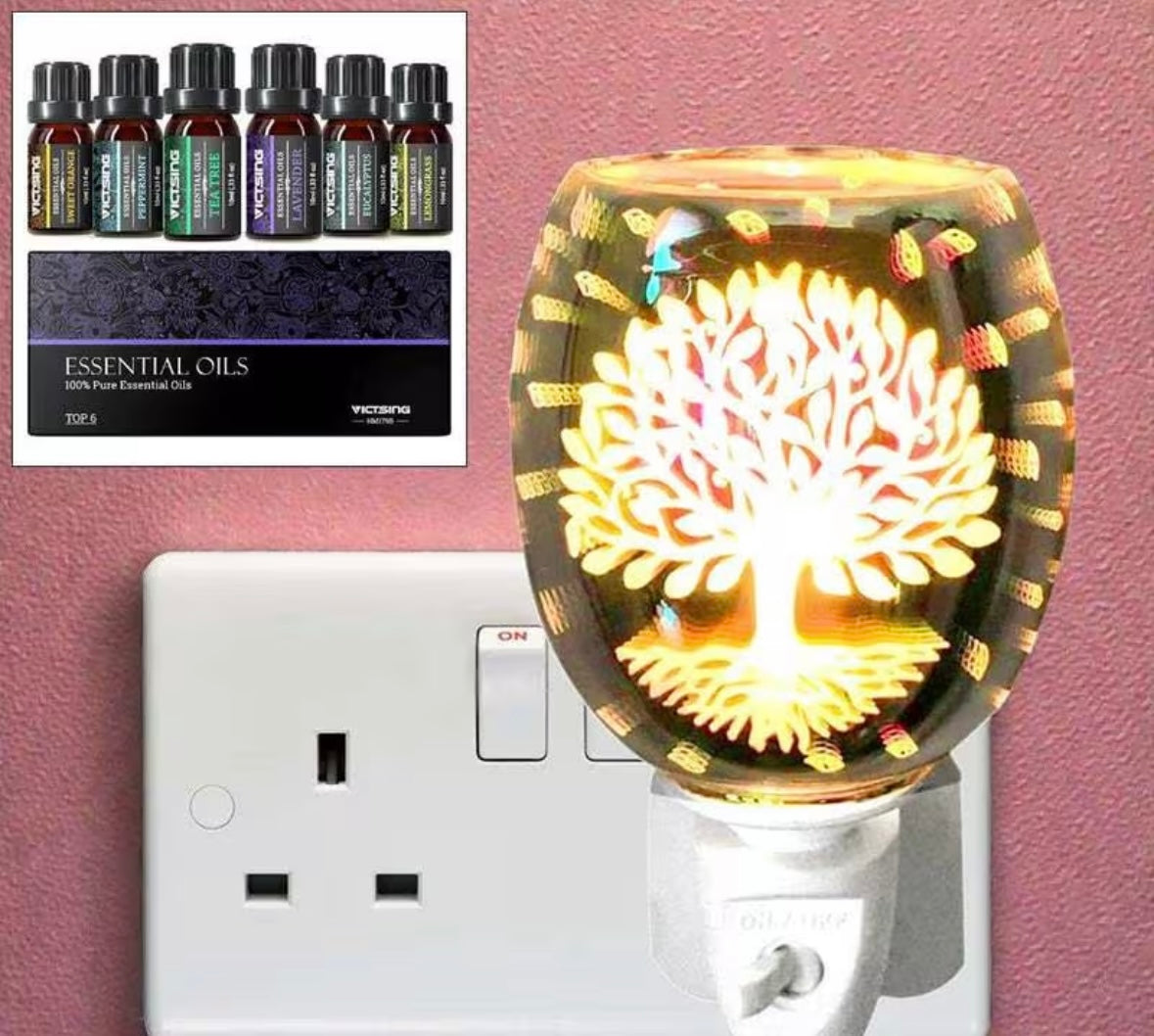 Electric Plug in tree of life oil burner and 6 oils