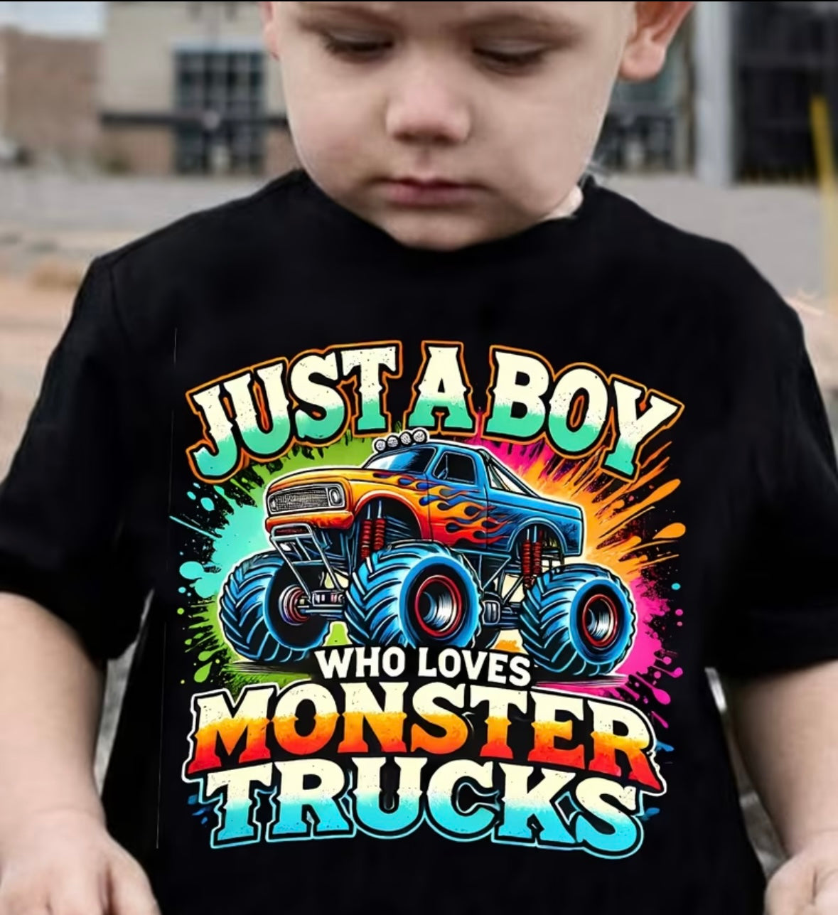 Truck Print Casual Round Neck T-shirt