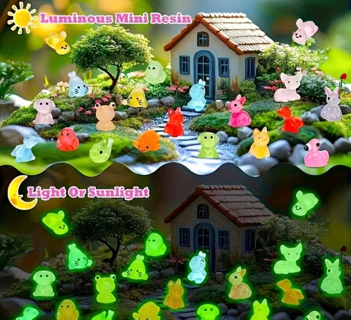 30pce resin Phosphorescent animal set