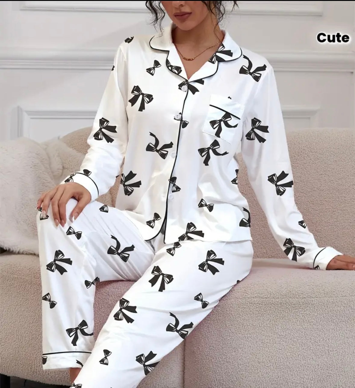 Cute Bow Print Women’s PJs