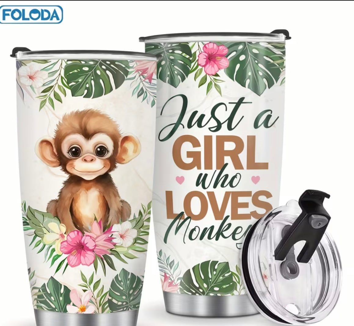 Foloda 20oz Stainless Steel Tumber Monkey design