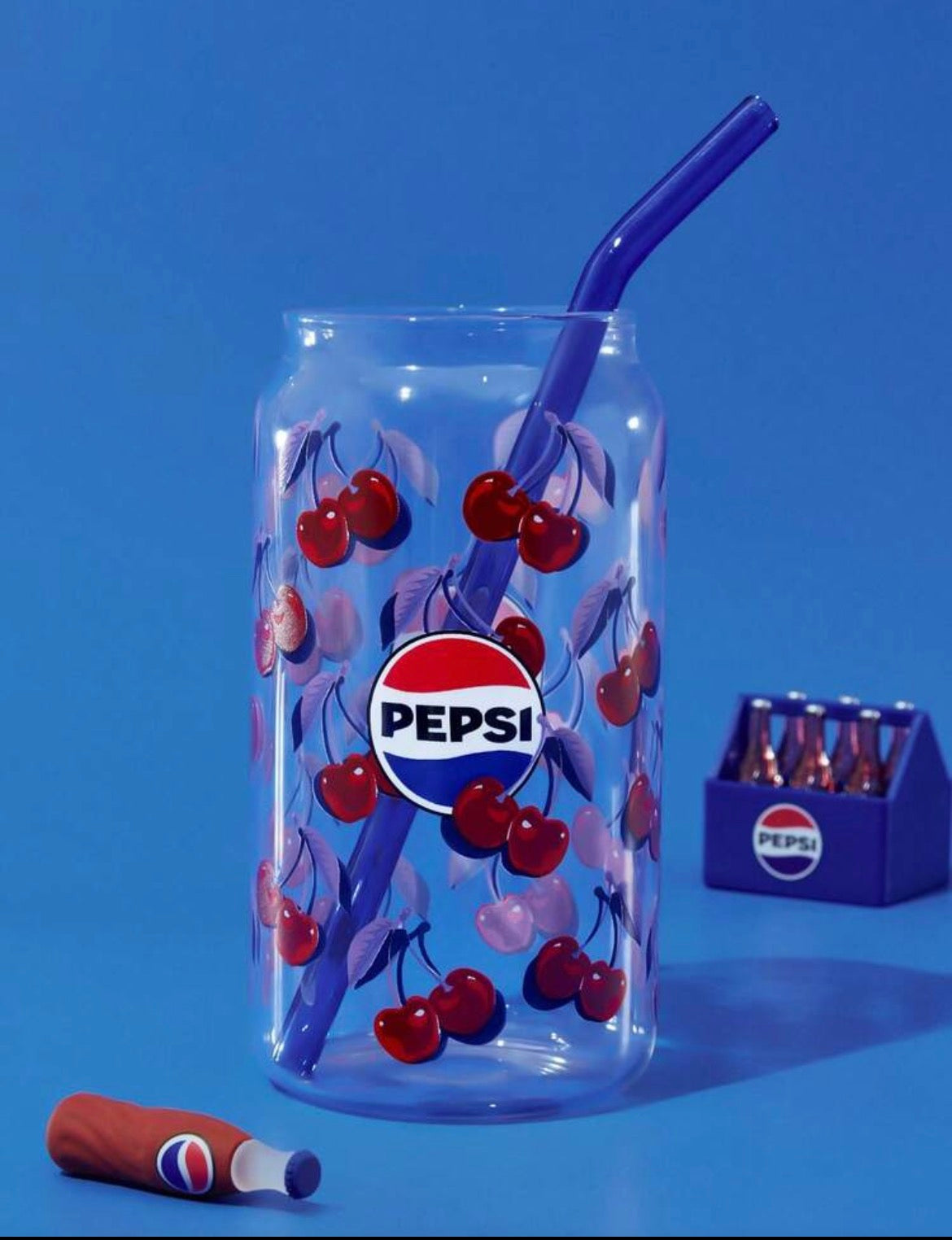 Pepsi Glass With Straw