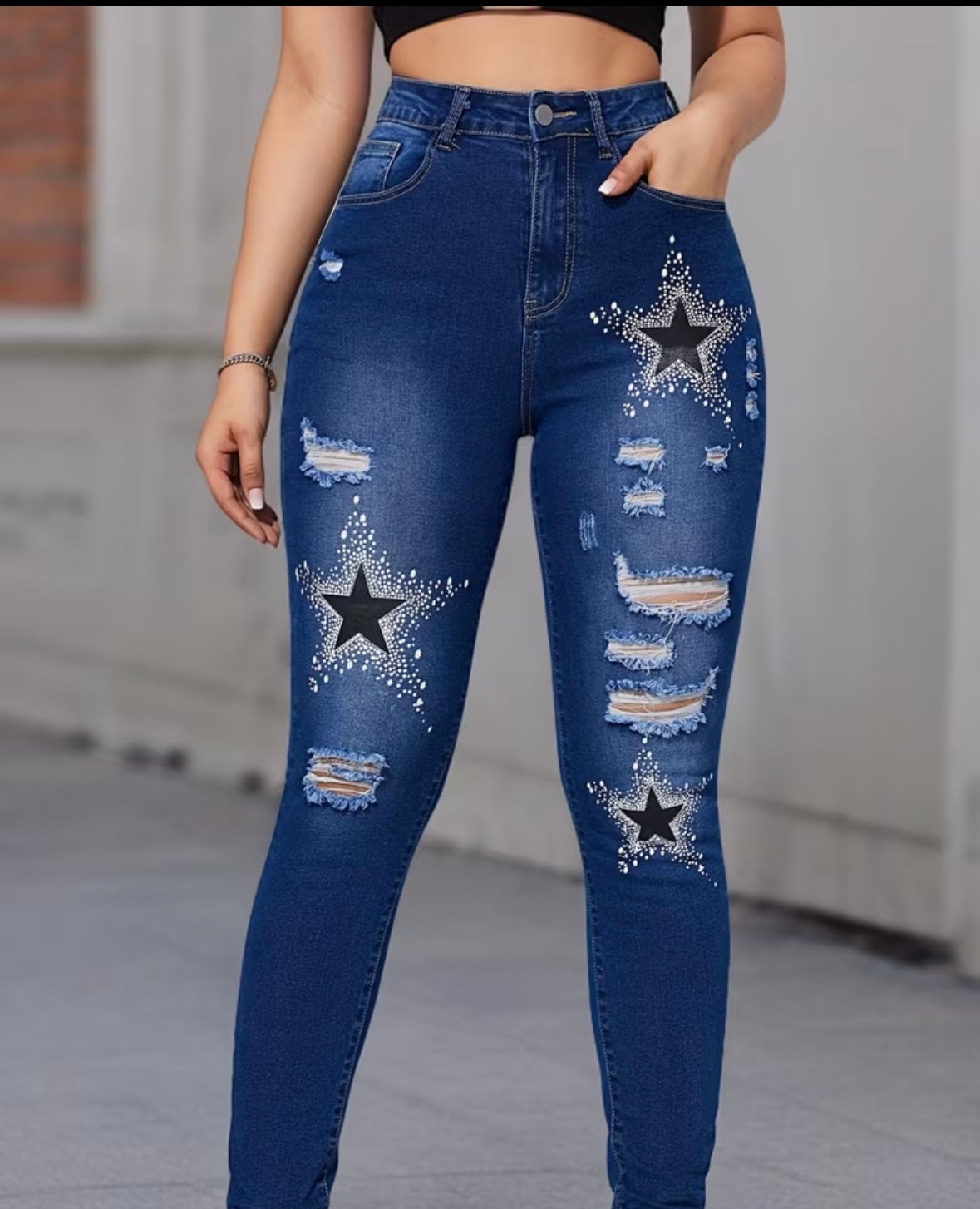 Women’s star patterned stretchy jeans