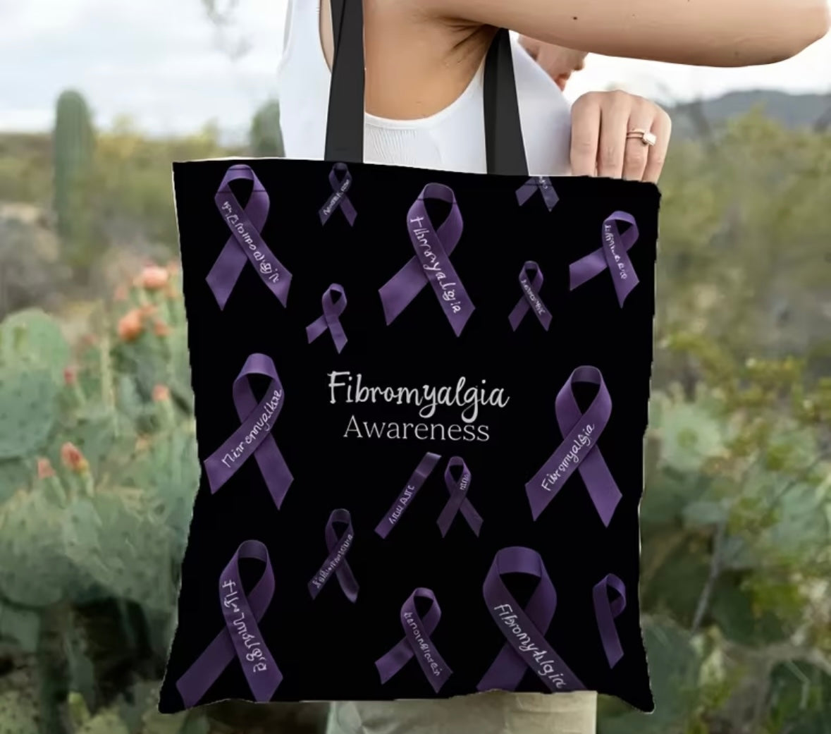 Purple Awareness Pattern tote bag