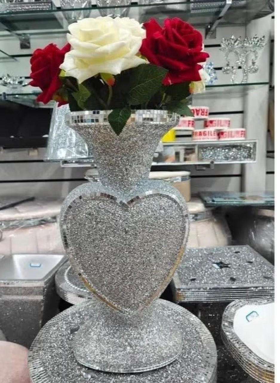 Crushed Dimond Heart Vase