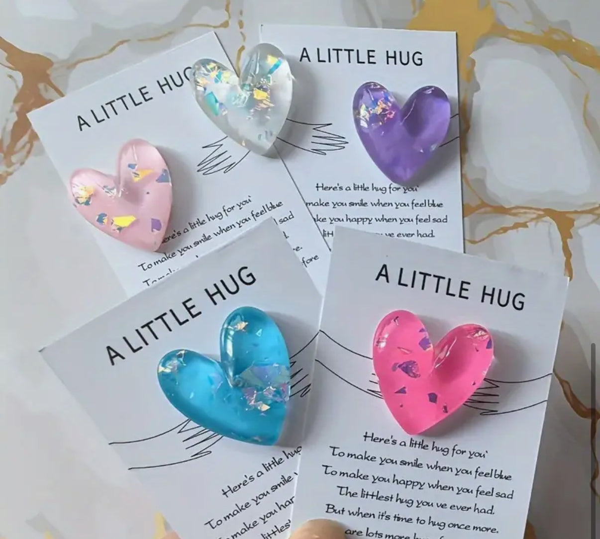 5x Pocket Hug Hearts + Cards