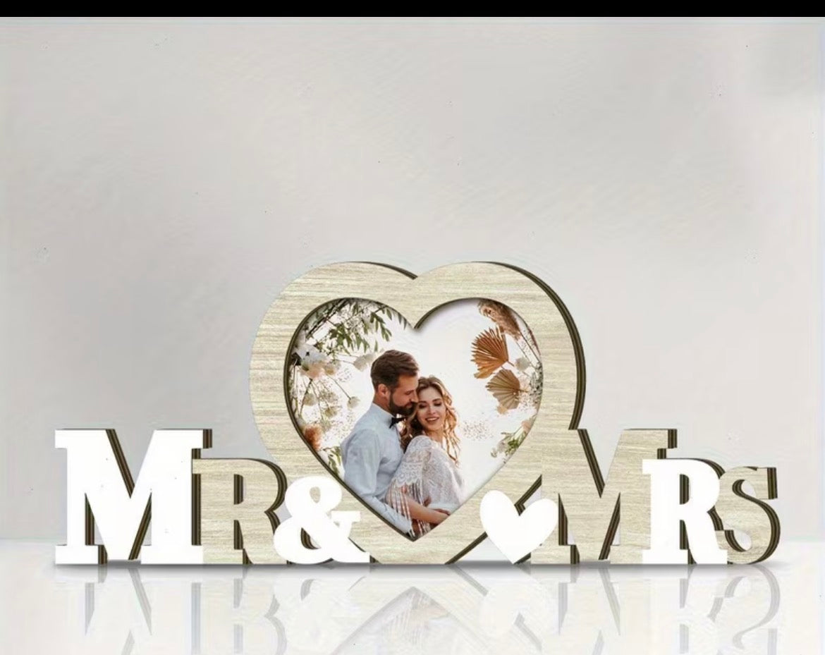 Mr & Mrs Wooden Photo Frame