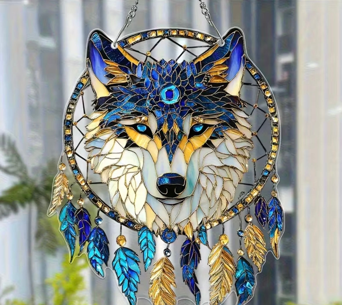 2D Flat Gray Wolf Sun Catcher