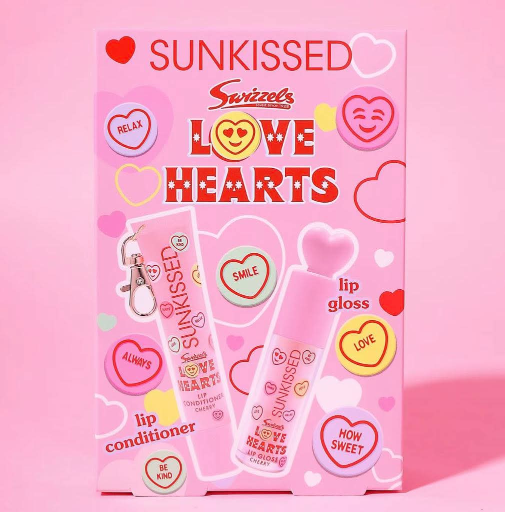 Sunkissed x Love Hearts Lip Gloss & Conditioner Lip Duo Gift Set Cherry