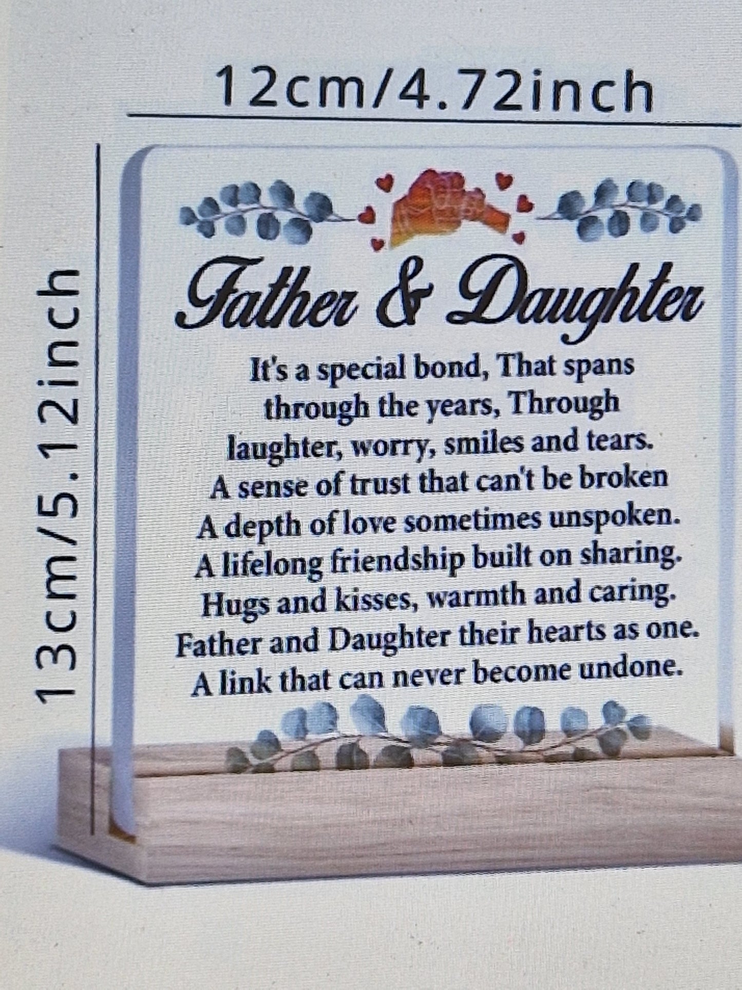 2d flat father daughter plaque