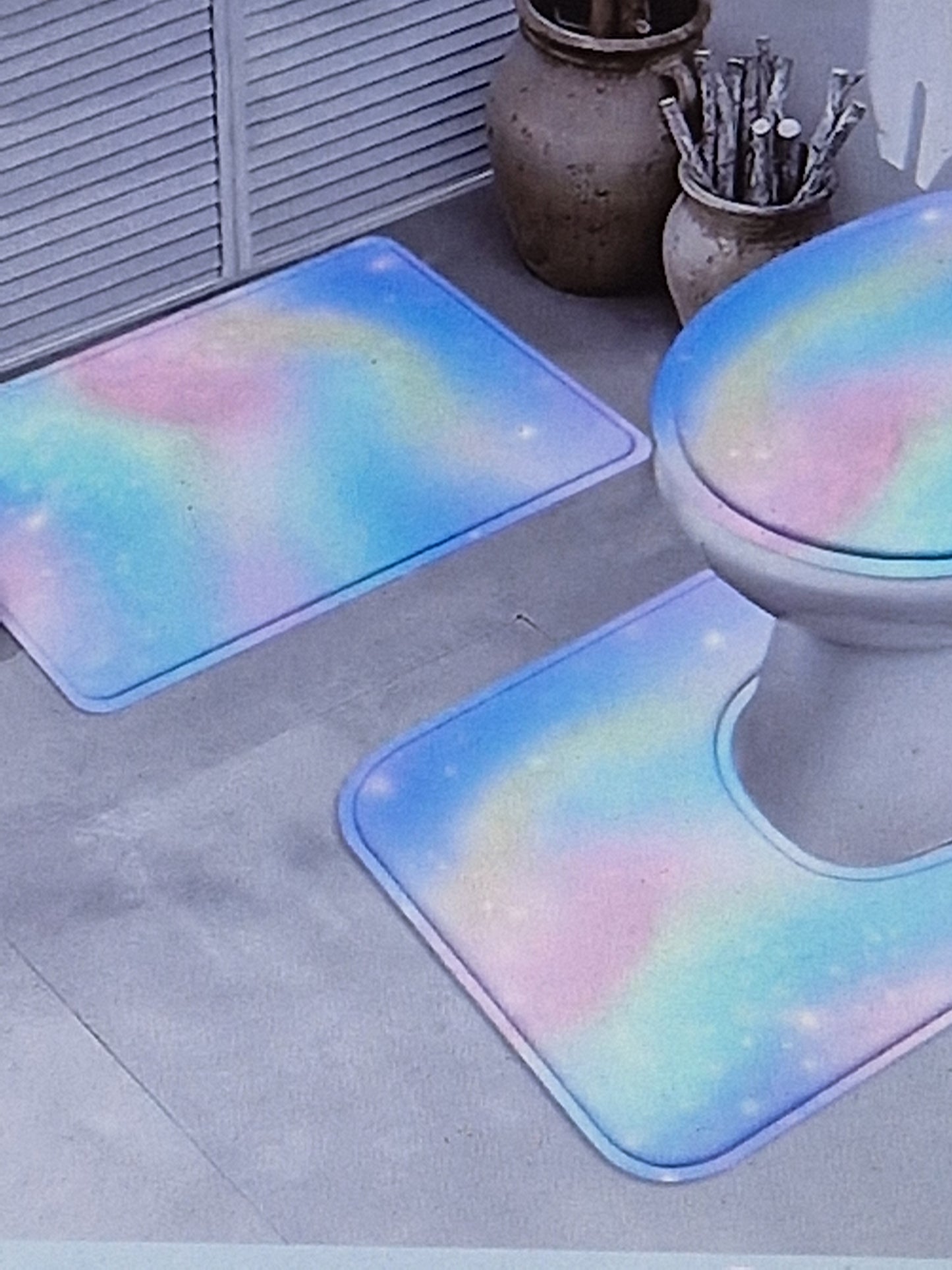 Rainbow shower curtain set