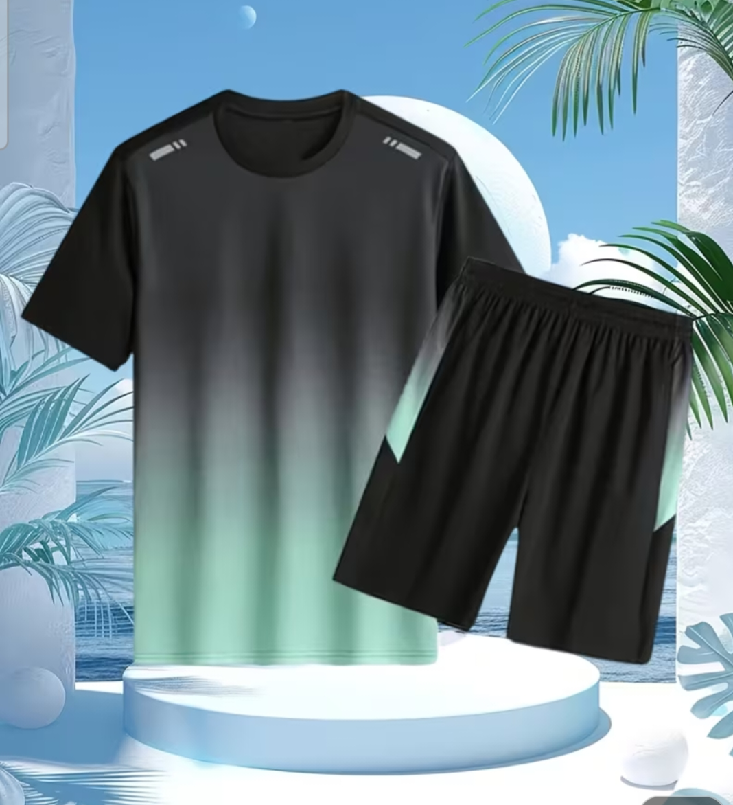 2pcs mens t shirt and short set