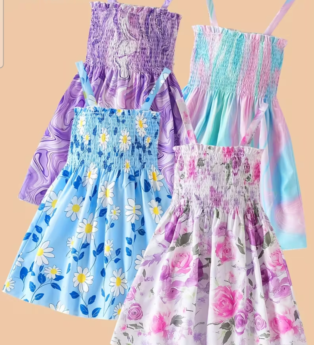 4pc girls floral dresses