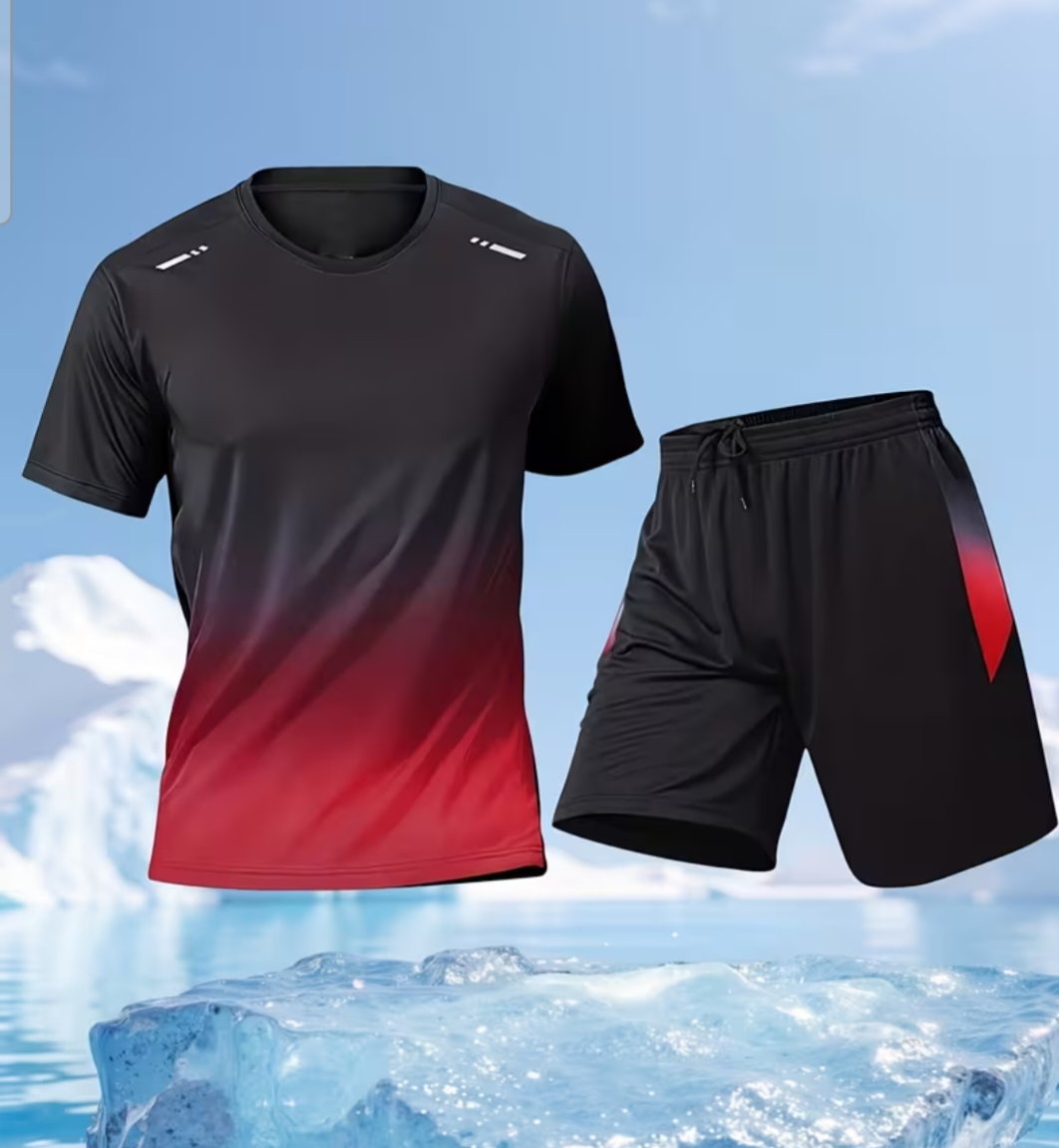 2pcs mens t shirt and short set
