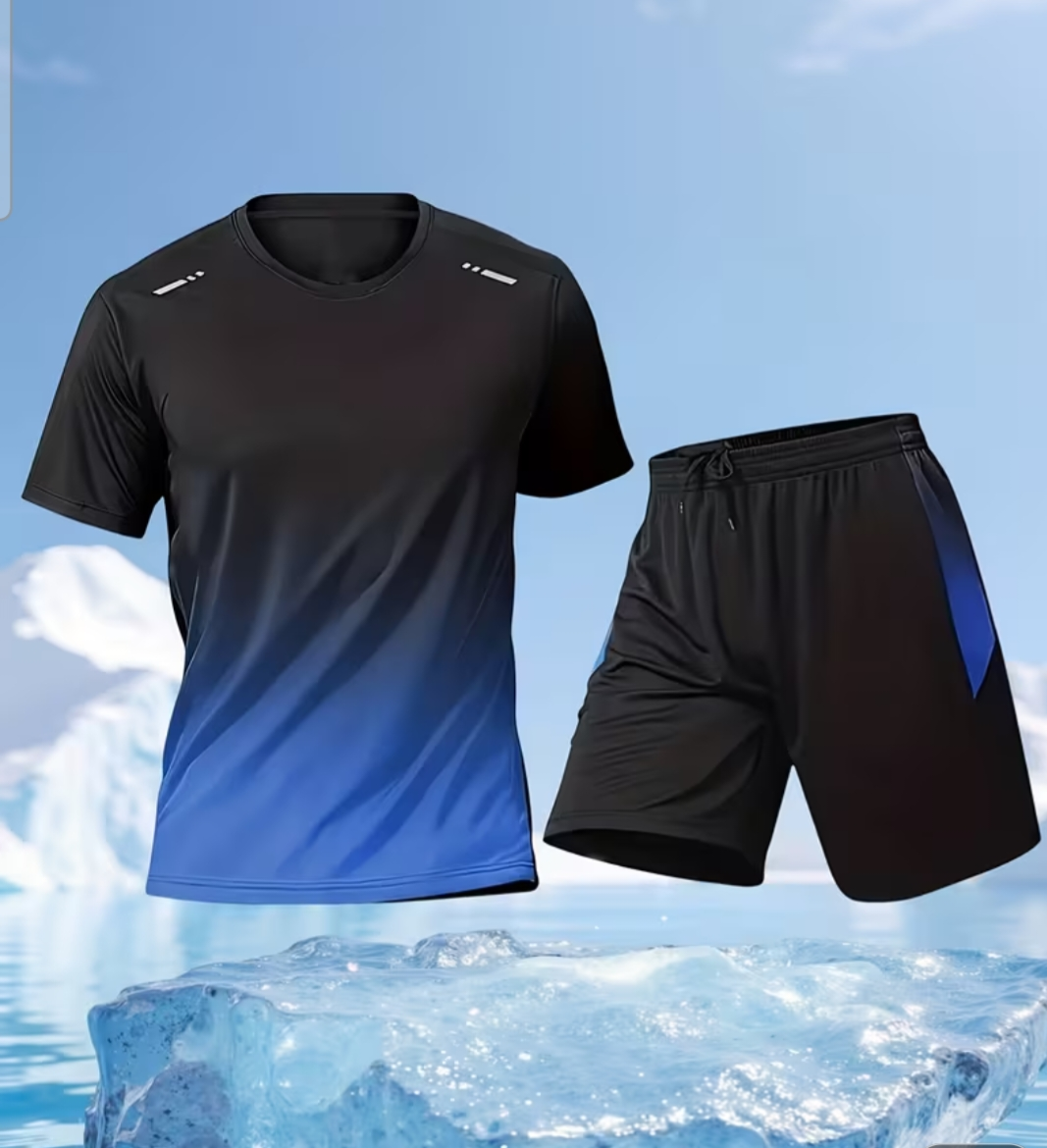2pcs mens t shirt and short set