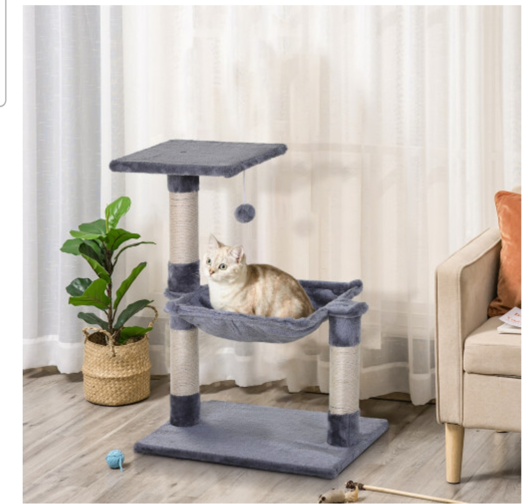 Cats scratch post with hammock