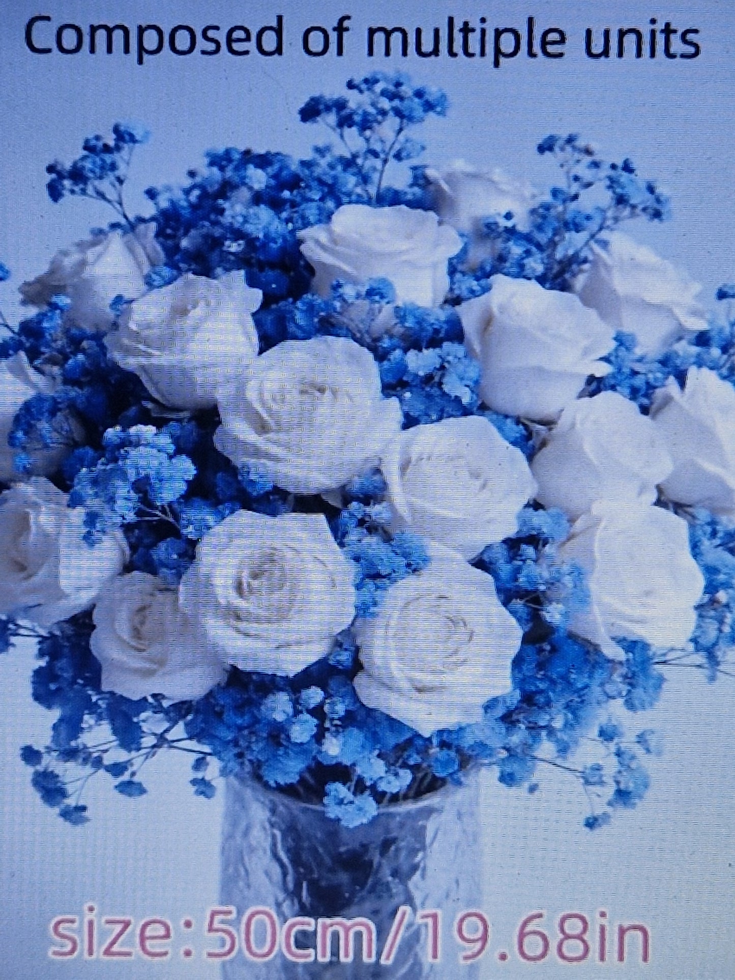 26 pcs realistic white and blue flowers