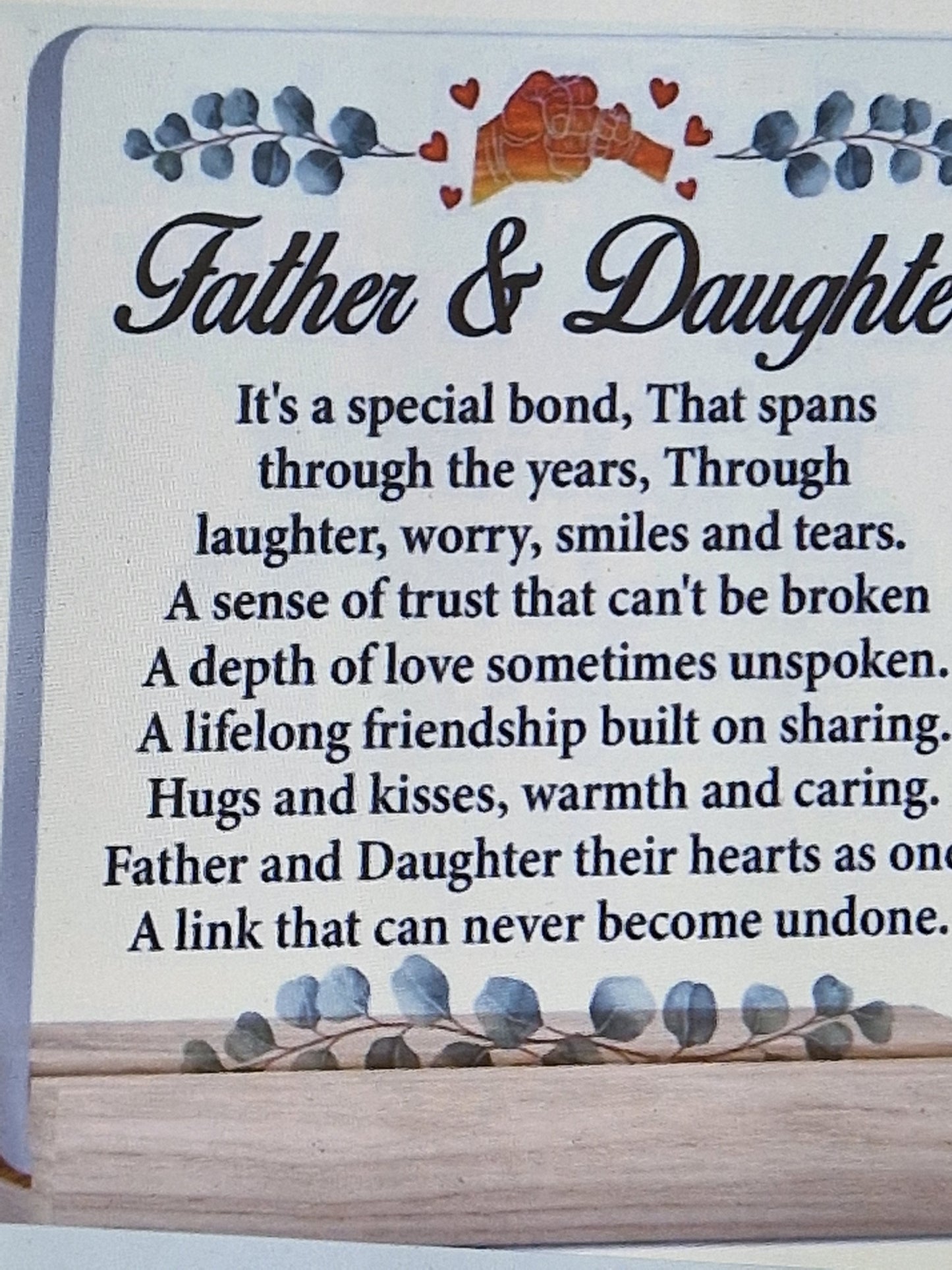 2d flat father daughter plaque