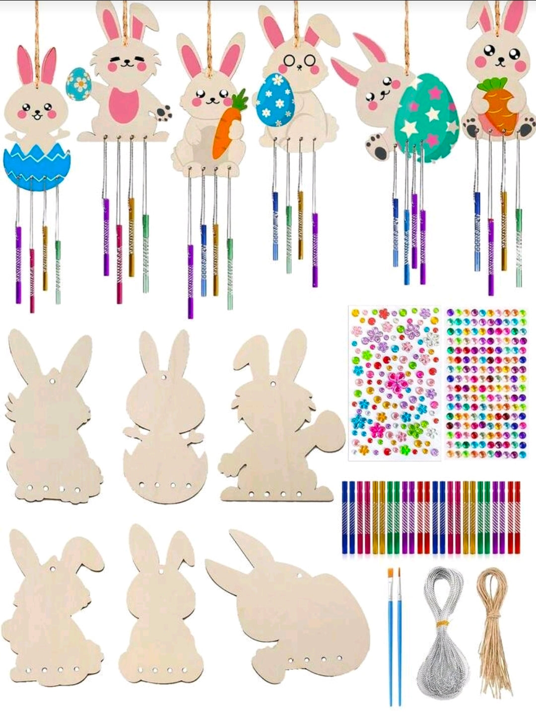 12 pc Easter wind chime set