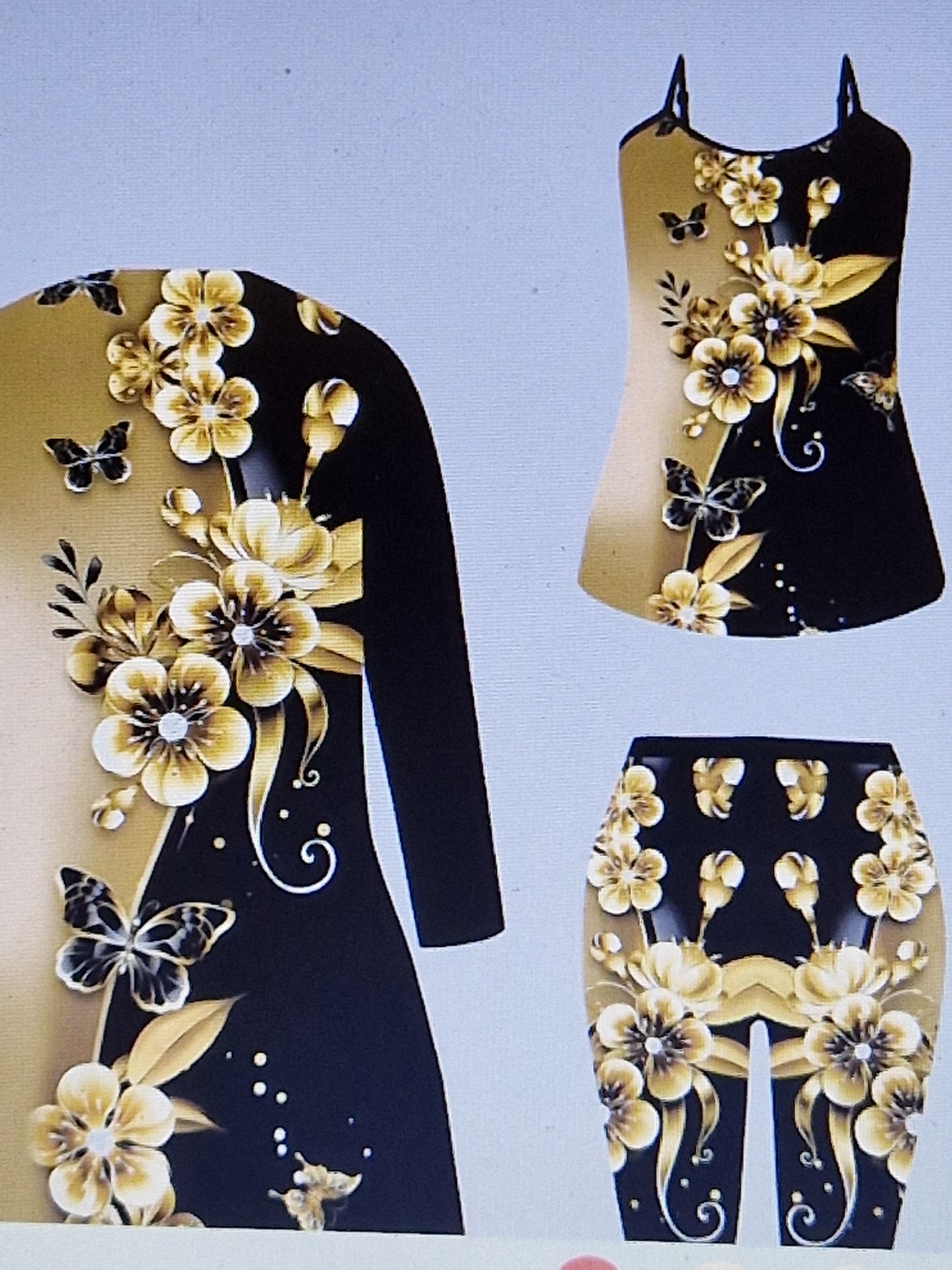 Ladies golden floral set