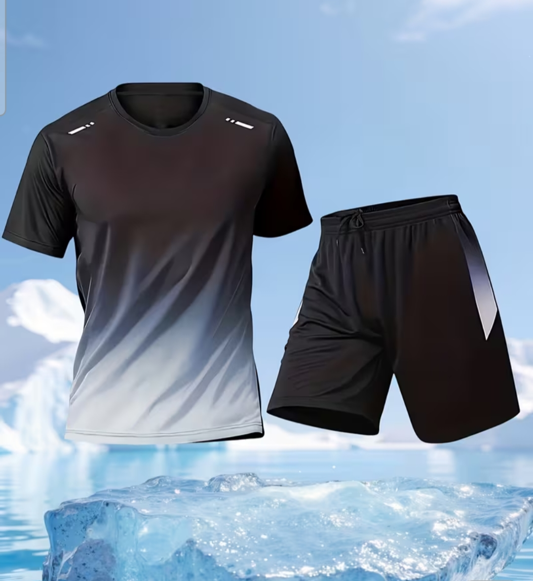 2pcs mens t shirt and short set