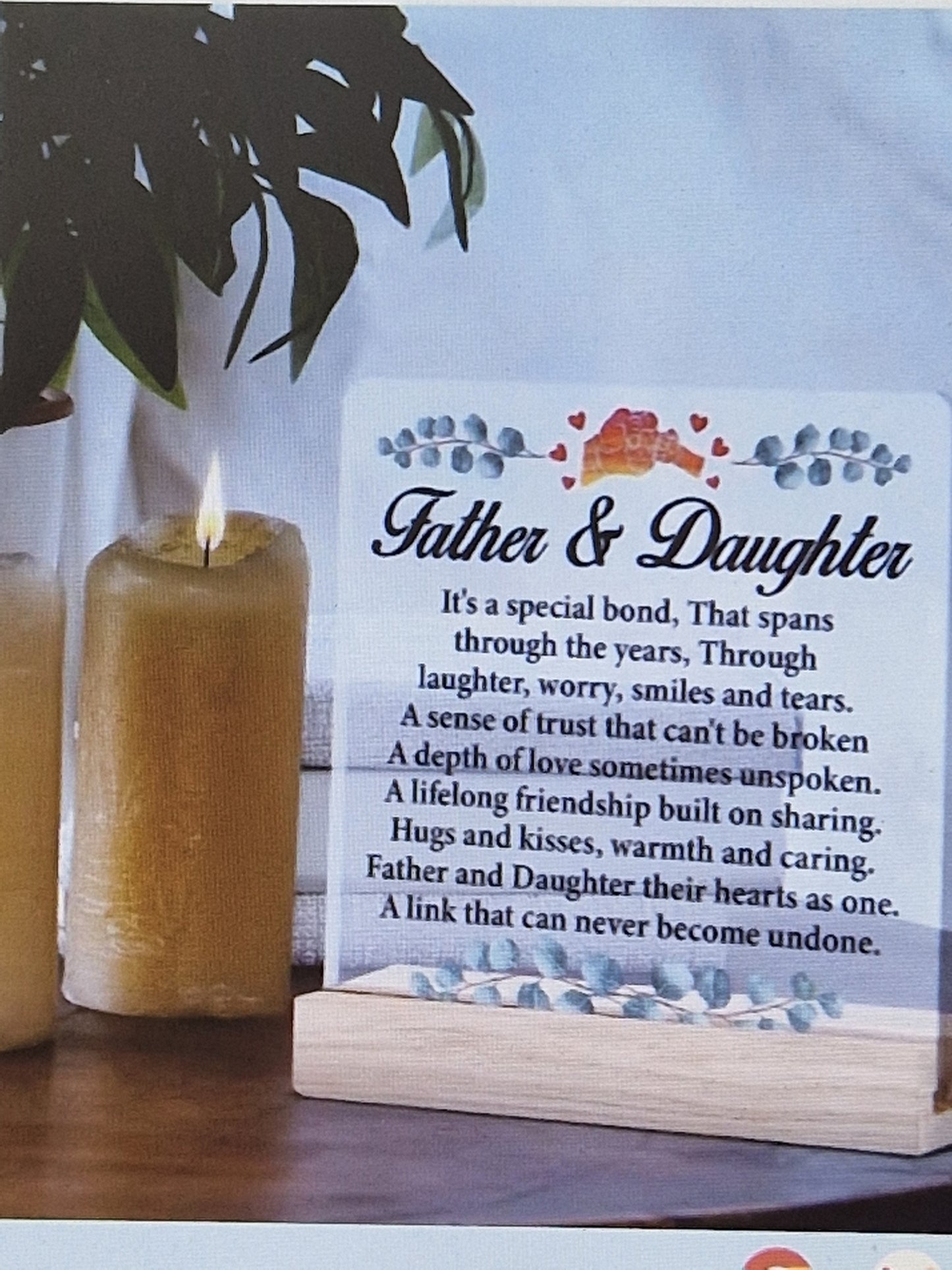 2d flat father daughter plaque