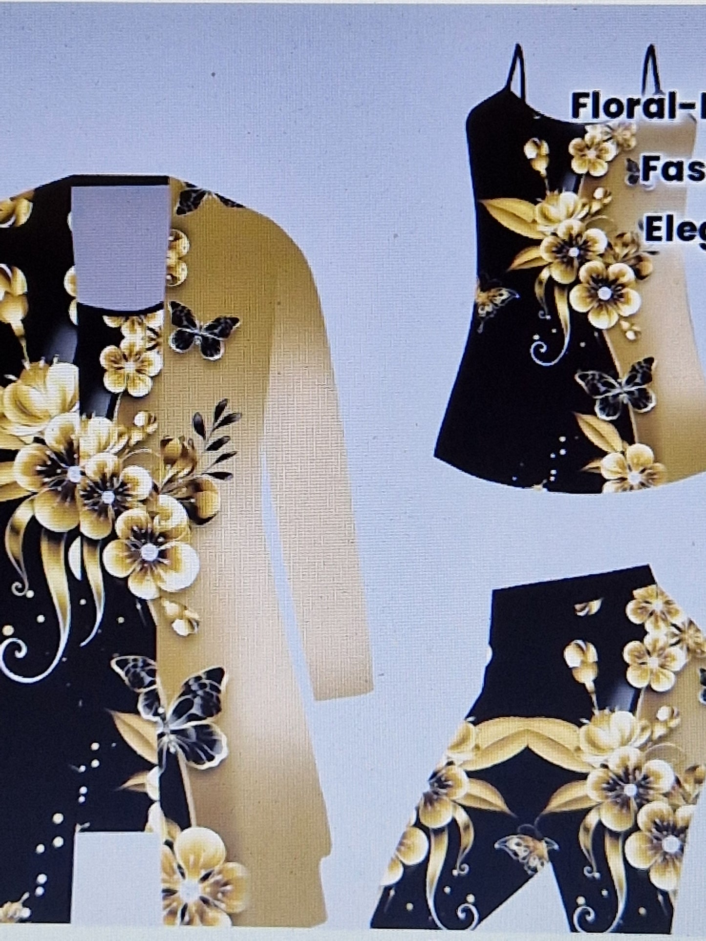 Ladies golden floral set