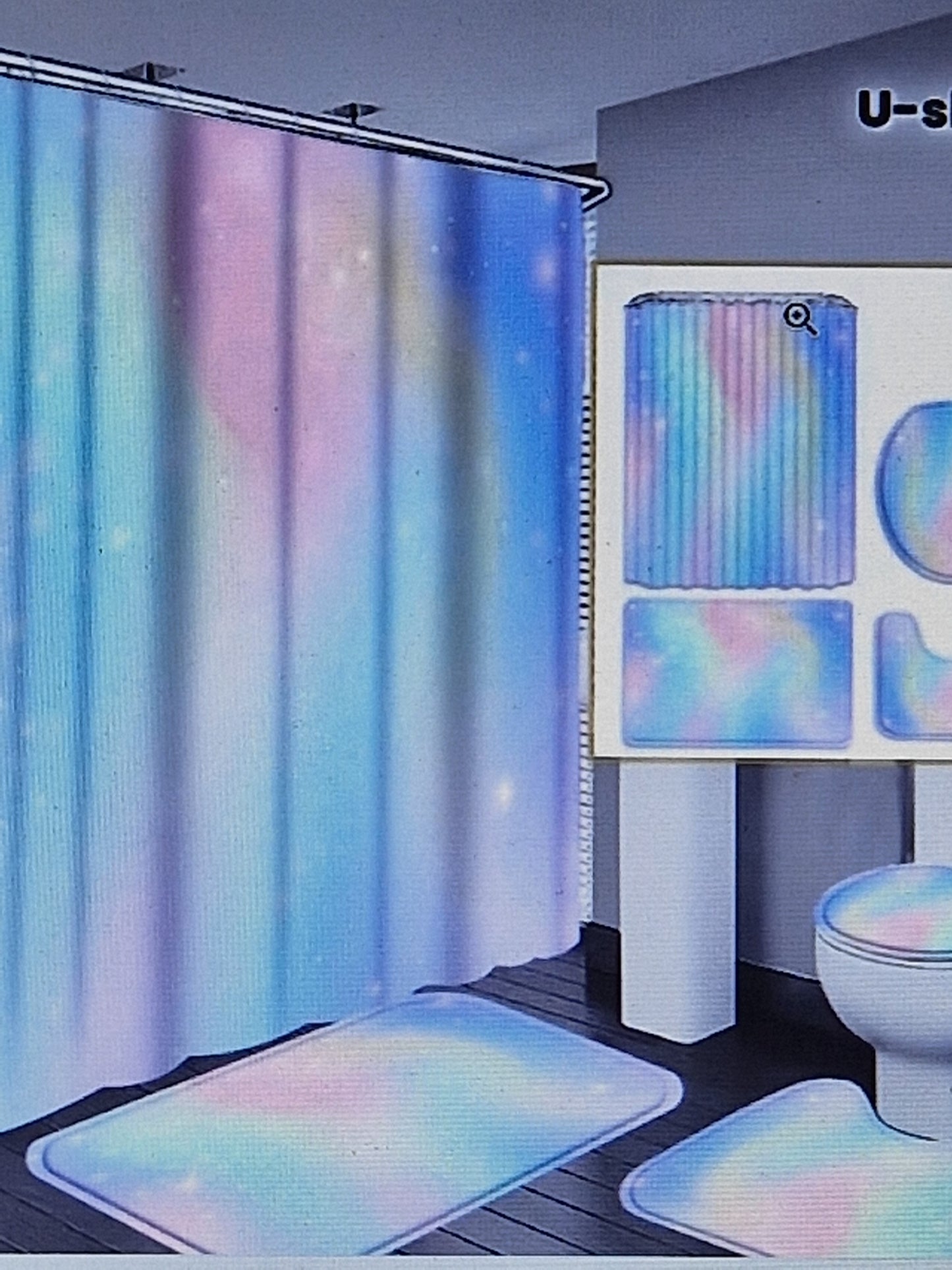 Rainbow shower curtain set