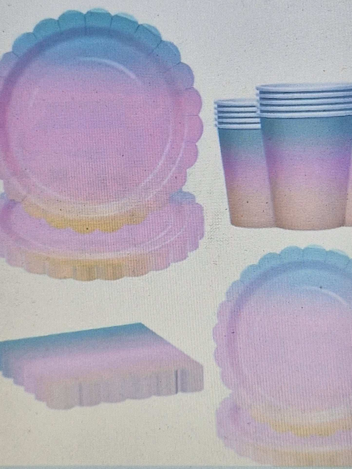 Rainbow scalloped paper plates